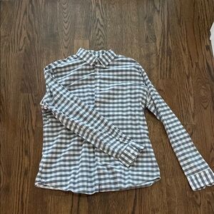 Gray and White Checkered Button-Up Shirt
